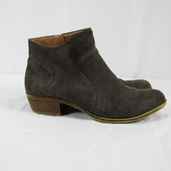 Lucky Brand Shoes - Lucky Brand Brown Suede Zip Booties Ankle Boots
